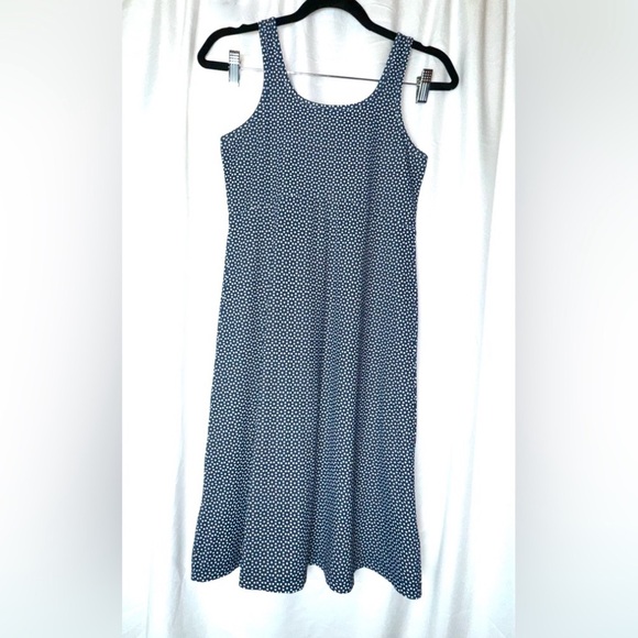 Columbia Performance Fishing Gear Elegant Navy Blue Patterned Sleeveless Dress - Picture 3 of 7
